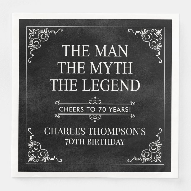 Mannen Myten Legenden 70-årsdag Pappersservett (Framsida)