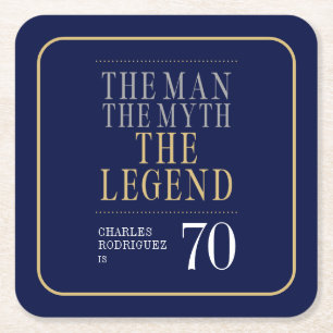Mannen Myten Legenden 70-årsdag Underlägg Papper Kvadrat