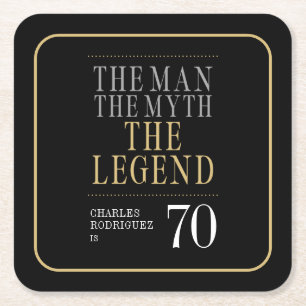 Mannen Myten Legenden 70-årsdag Underlägg Papper Kvadrat