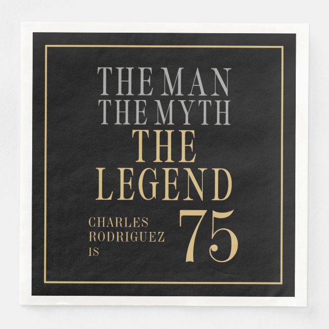 Mannen Myten Legenden 75-årsdag Pappersservett (Framsida)