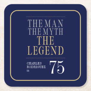Mannen Myten Legenden 75-årsdag Underlägg Papper Kvadrat