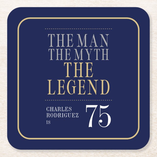Mannen Myten Legenden 75-årsdag Underlägg Papper Kvadrat (Framsidan)