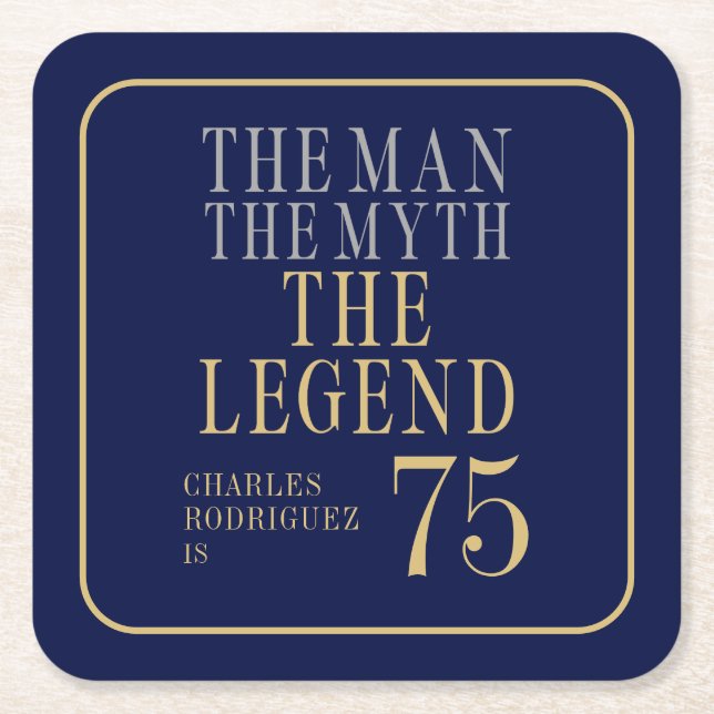 Mannen Myten Legenden 75-årsdag Underlägg Papper Kvadrat (Framsidan)
