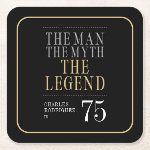 Mannen Myten Legenden 75-årsdag Underlägg Papper Kvadrat