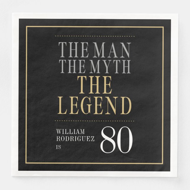 Mannen Myten Legenden 80-årsdag Pappersservett (Framsida)