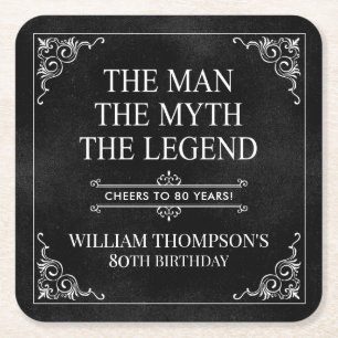 Mannen Myten Legenden 80-årsdag Underlägg Papper Kvadrat