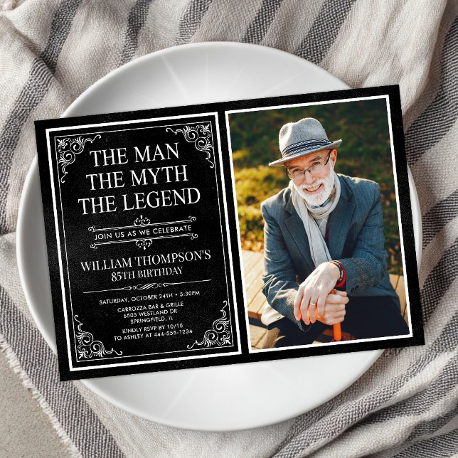 Mannen Myten Legenden 85-årsdag Inbjudningar (Skapare uppladdad)
