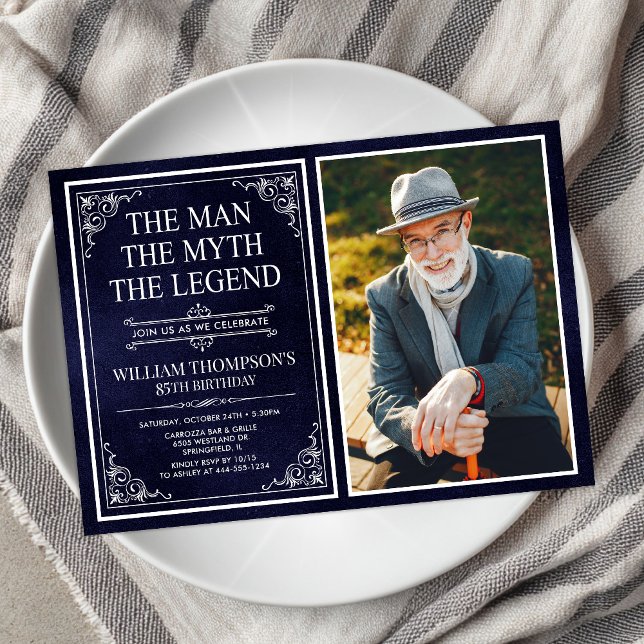 Mannen Myten Legenden 85-årsdag Inbjudningar (Skapare uppladdad)