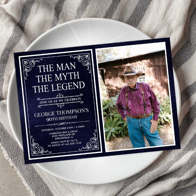 Mannen Myten Legenden 90-årsdag Inbjudningar (Skapare uppladdad)