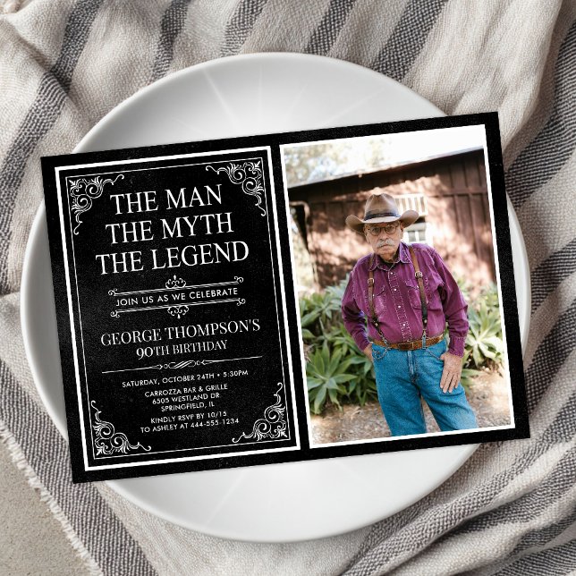 Mannen Myten Legenden 90-årsdag Inbjudningar (Skapare uppladdad)
