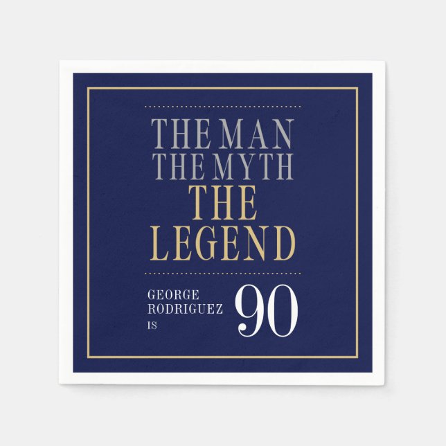 Mannen Myten Legenden 90-årsdag  Pappersservett (Framsidan)