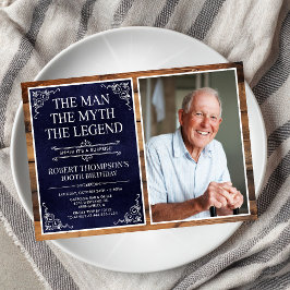 Mannen Myten Legenden Överraskning 100-årsdag Inbjudningar