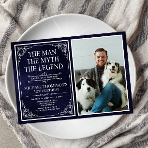 Mannen Myten Legenden Överraskning 50-årsdag Inbjudningar