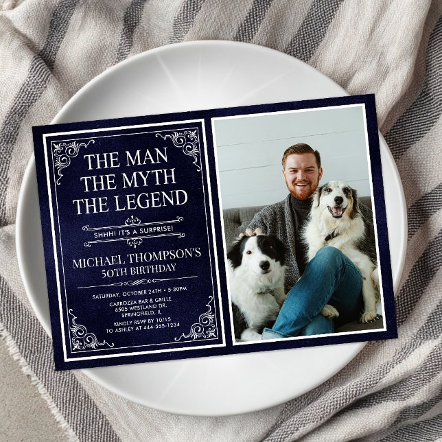 Mannen Myten Legenden Överraskning 50-årsdag Inbjudningar (Skapare uppladdad)