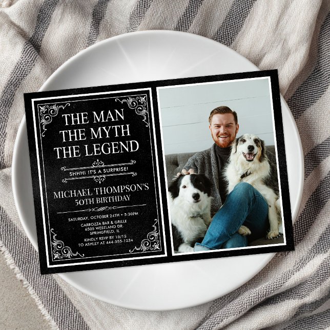 Mannen Myten Legenden Överraskning 50-årsdag Inbjudningar (Skapare uppladdad)