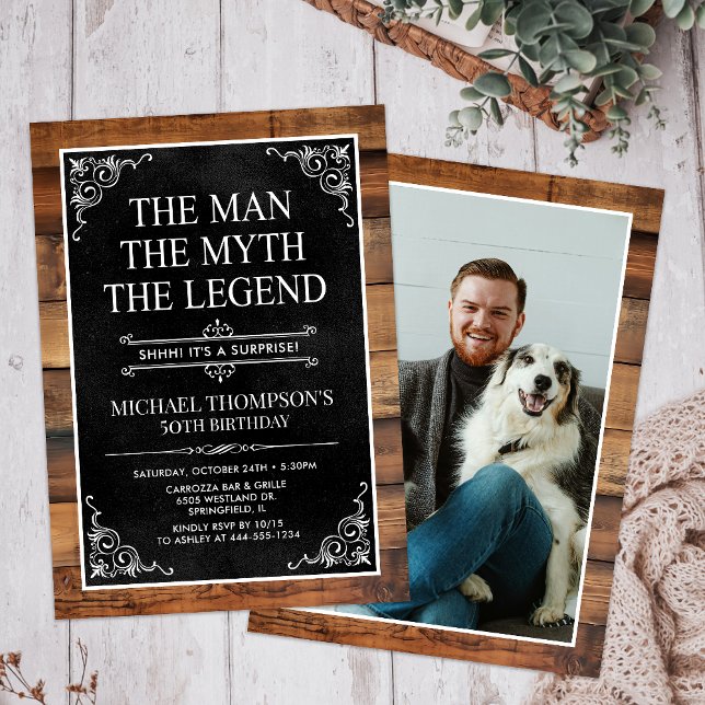 Mannen Myten Legenden Överraskning 50-årsdag Inbjudningar (Skapare uppladdad)