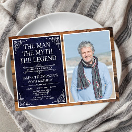 Mannen Myten Legenden Överraskning 60-årsdag Inbjudningar