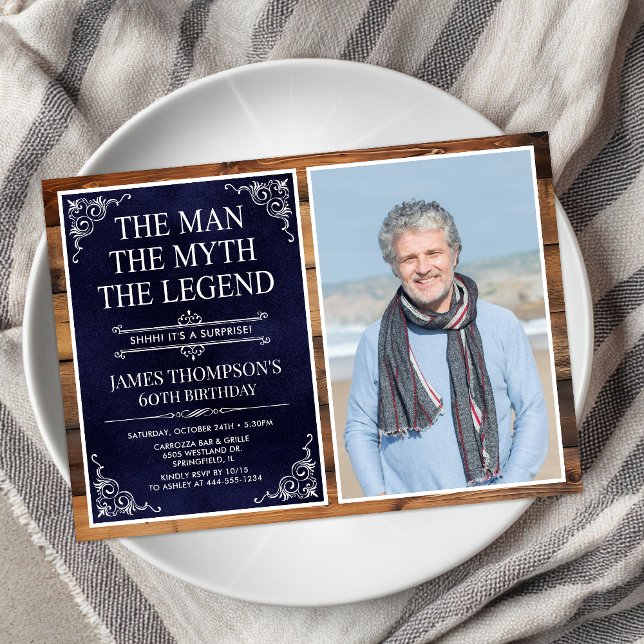 Mannen Myten Legenden Överraskning 60-årsdag Inbjudningar (Skapare uppladdad)