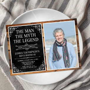Mannen Myten Legenden Överraskning 60-årsdag Inbjudningar