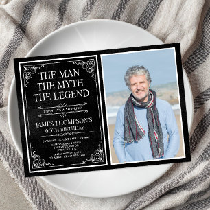 Mannen Myten Legenden Överraskning 60-årsdag Inbjudningar