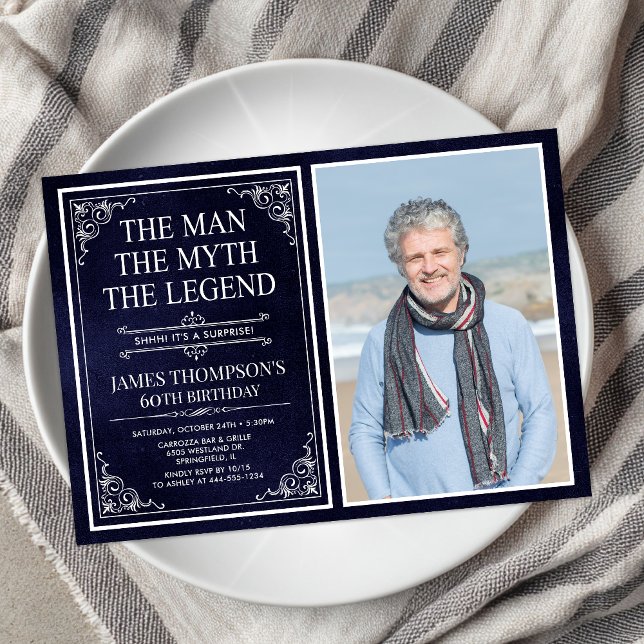 Mannen Myten Legenden Överraskning 60-årsdag Inbjudningar (Skapare uppladdad)