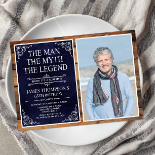 Mannen Myten Legenden Överraskning 60-årsdag Inbjudningar