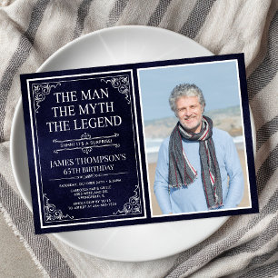 Mannen Myten Legenden Överraskning 60-årsdag Inbjudningar