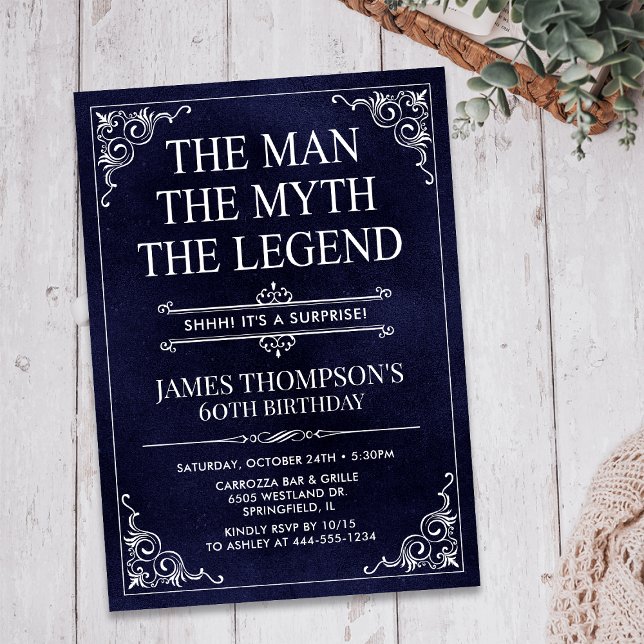 Mannen Myten Legenden Överraskning 60-årsdag Inbjudningar (Skapare uppladdad)