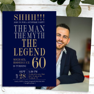 Mannen Myten Legenden Överraskning 60-årsdag Inbjudningar