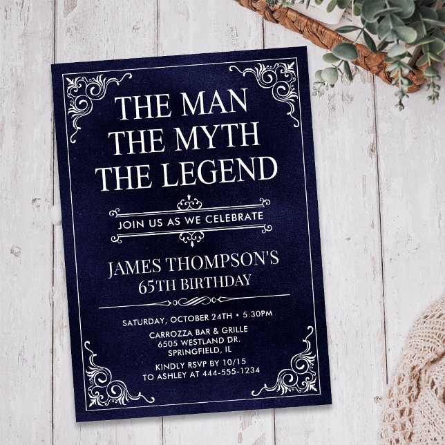 Mannen Myten Legenden Överraskning 65-årsdag Inbjudningar (Skapare uppladdad)