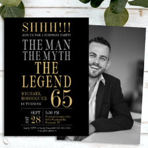 Mannen Myten Legenden Överraskning 65-årsdag Inbjudningar