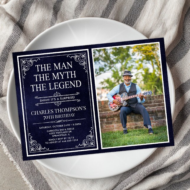 Mannen Myten Legenden Överraskning 70-årsdag Inbjudningar (Skapare uppladdad)