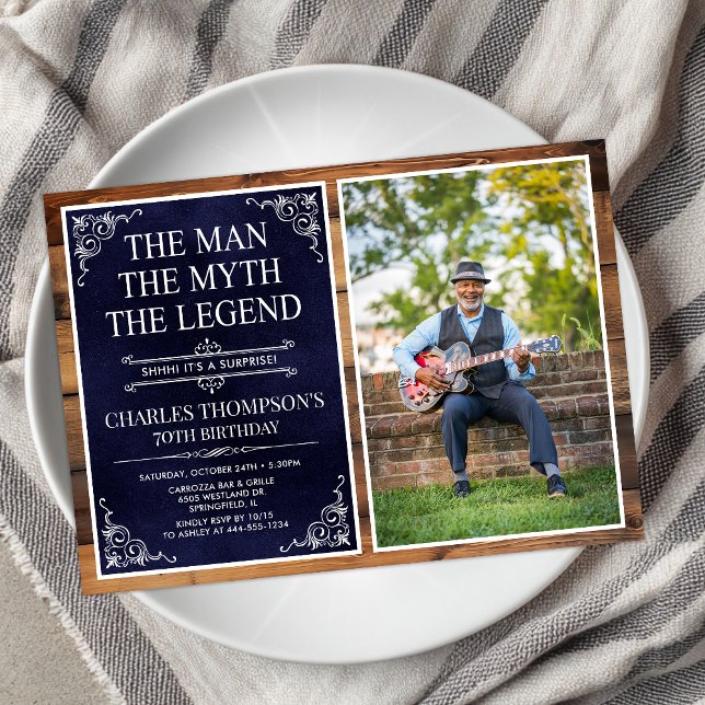 Mannen Myten Legenden Överraskning 70-årsdag Inbjudningar (Skapare uppladdad)