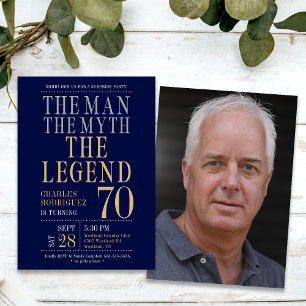 Mannen Myten Legenden Överraskning 70-årsdag Inbjudningar