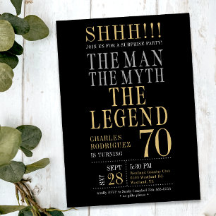 Mannen Myten Legenden Överraskning 70-årsdag Inbjudningar