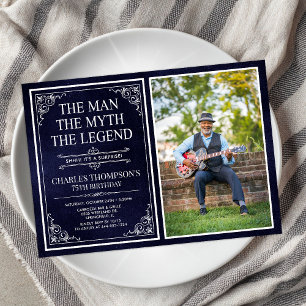 Mannen Myten Legenden Överraskning 75-årsdag Inbjudningar