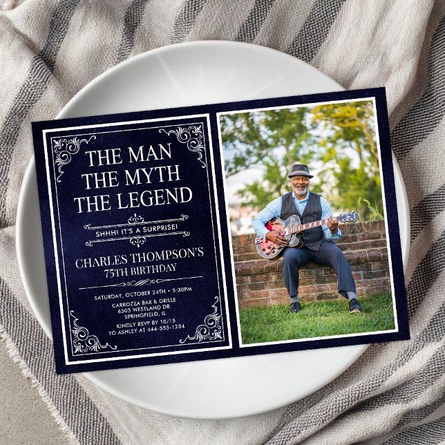 Mannen Myten Legenden Överraskning 75-årsdag Inbjudningar (Skapare uppladdad)
