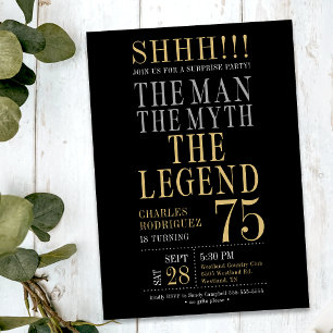Mannen Myten Legenden Överraskning 75-årsdag Inbjudningar