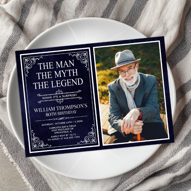 Mannen Myten Legenden Överraskning 80-årsdag Inbjudningar (Skapare uppladdad)