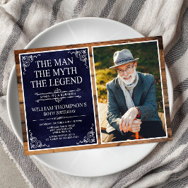 Mannen Myten Legenden Överraskning 80-årsdag Inbjudningar