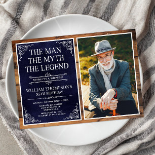 Mannen Myten Legenden Överraskning 85-årsdag Inbjudningar