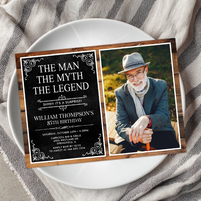 Mannen Myten Legenden Överraskning 85-årsdag Inbjudningar (Skapare uppladdad)