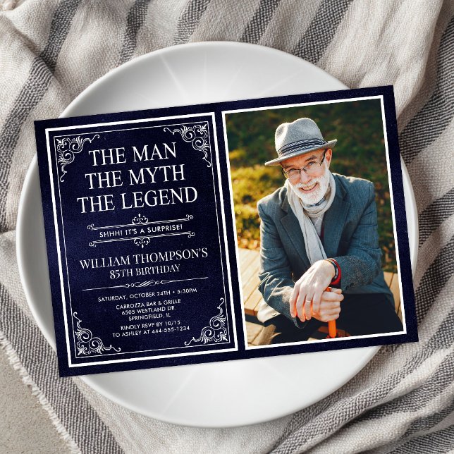 Mannen Myten Legenden Överraskning 85-årsdag Inbjudningar (Skapare uppladdad)