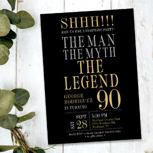 Mannen Myten Legenden Överraskning 90-årsdag Inbjudningar