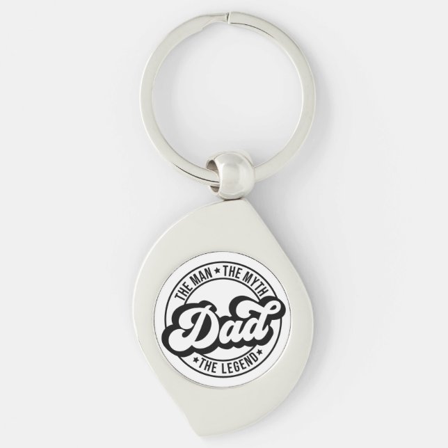 Mannen, myten, legenden, pappa, far, pappa. swirl silverfärgad nyckelring (Framsidan)