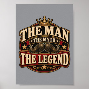 Mannen Myten Legenden Vintage Vägg Affisch