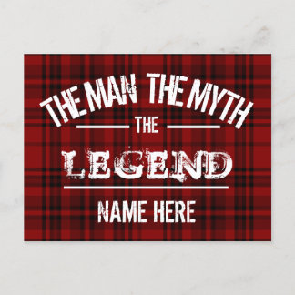 MANNEN MYTH DEN LEGEND ANPASSNINGSBAR CHECK PLAID VYKORT