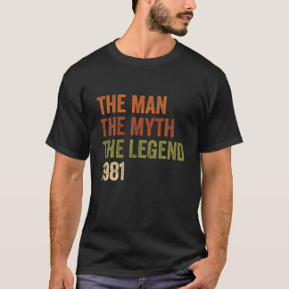 Mannen Myth Legend 1981 Birthday T Shirt