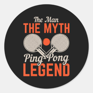 Mannen Myth Ping Pong Legend Bord tennis Runt Klistermärke