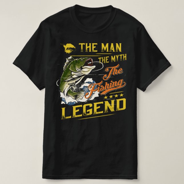 Mannen Myth the Fishing Legend v4  T Shirt (Design framsida)